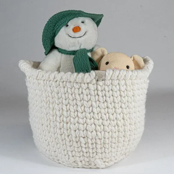 Large Handmade Farmhouse Crocheted Basket With Handles - Picture 2 of 5